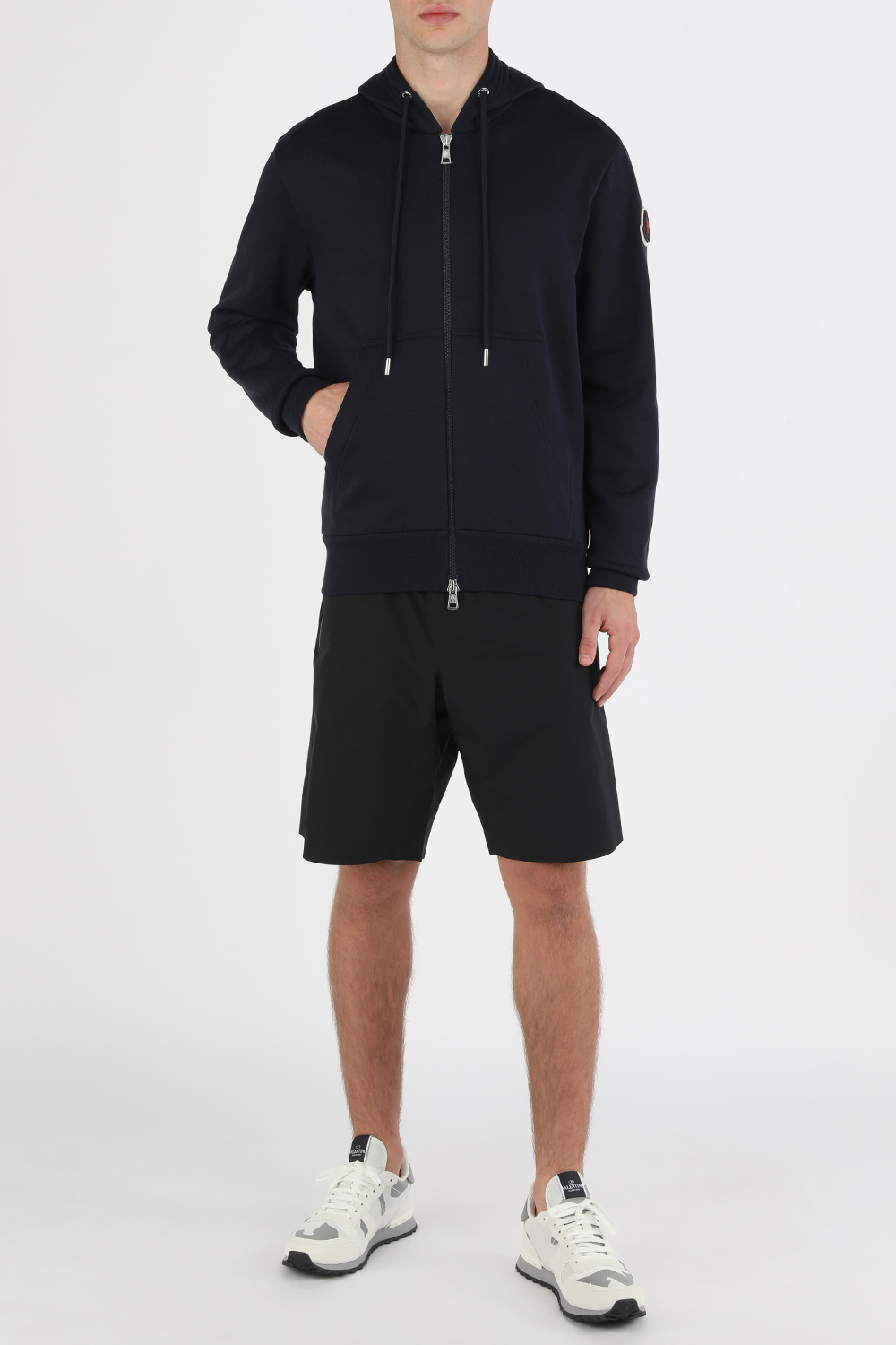 סווטשירט קפוצ'ום עם רוכסן בגוון כחול כהה